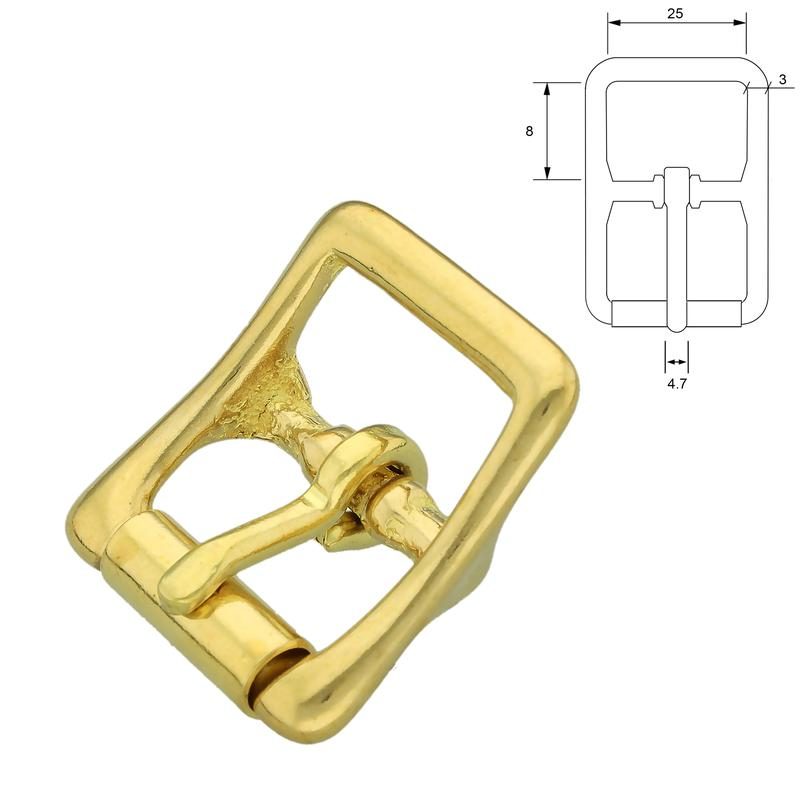 B8790 Brushed Nickel, Heel Bar Dress Buckle, Solid Brass-LL