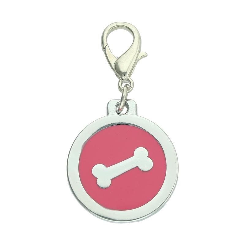 Dog identity ID tag Bone Pink