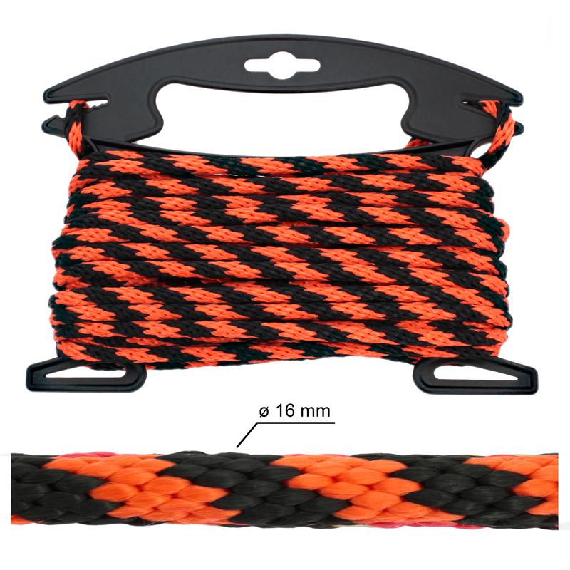 PP Multifilament Solid Braided Rope – Neon Orange / Black, ø